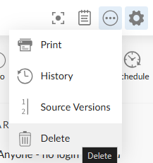 screenshot for menu in the content page to click delete