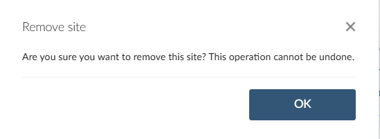 screenshot of modal validation when deleting content on bookdown.org